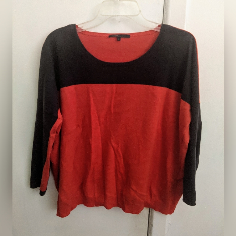 Maje Orange Sweater 2 M Wool Cashmere Blend Fall Cozy Color Block
